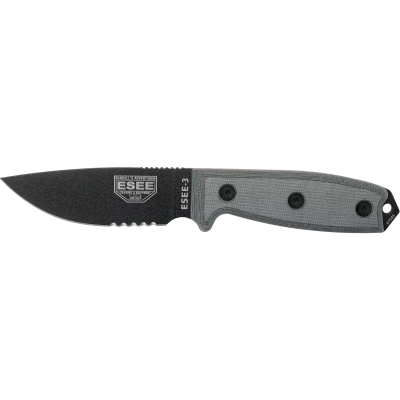 ESEE-3 - Noir - Lame Mixte - Pommeau modifié
